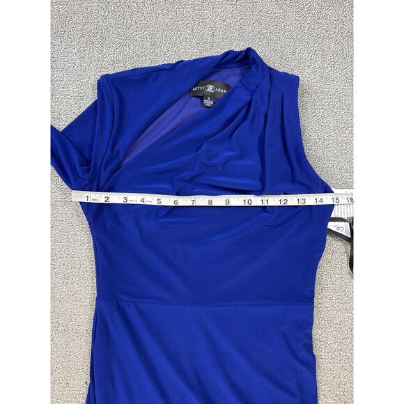 NWT Besty & Adam Dress Full Length Maxi One Shoulder Long Sleeve Blue Size 2 - Picture 8 of 13